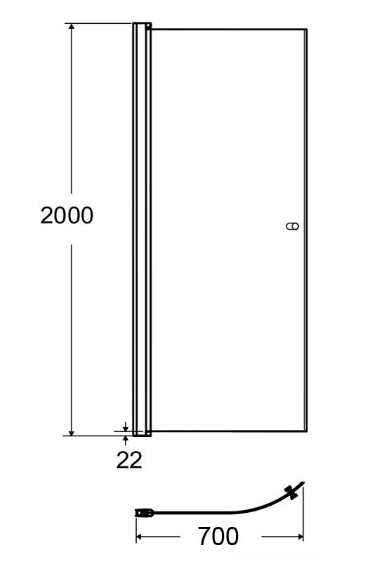 Poolringikujuline dušisein IDO Showerama 10-41 700, mattklaas hind ja info | Dušikabiinide uksed ja seinad | kaup24.ee
