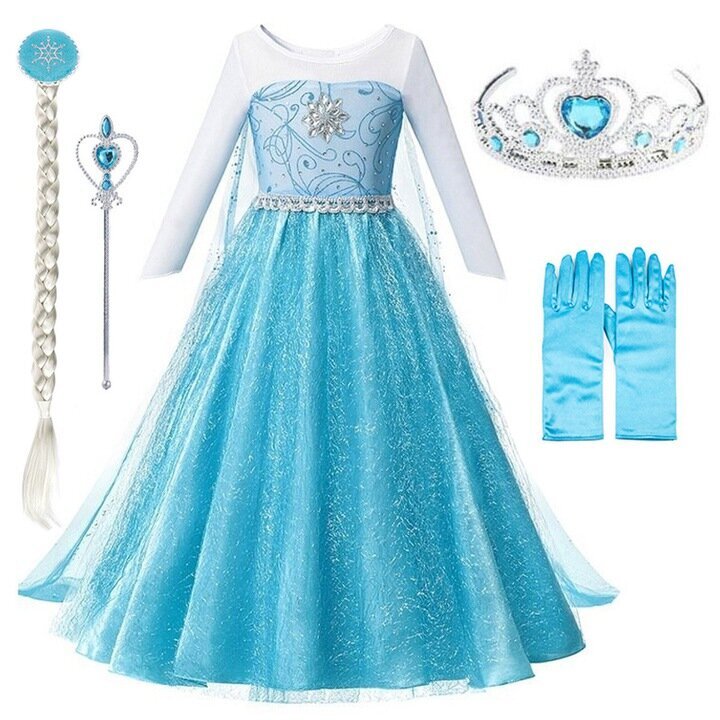 Laste Elsa kleit koos aksessuaaridega, suurus 140 hind | kaup24.ee