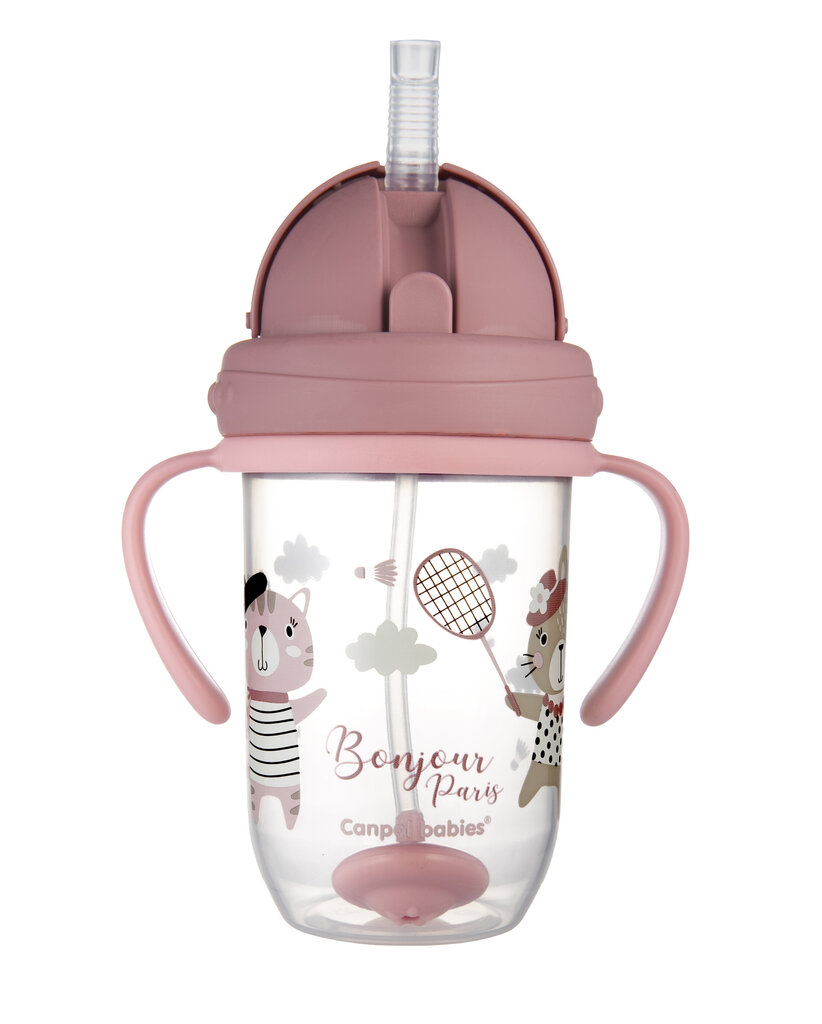 Mittenakkuv pudel kõrrega Canpol Babies BONJOUR PARIS, 6 kuud+, 270ml, toim., 56/607_red цена и информация | Lutipudelid ja aksessuaarid | kaup24.ee