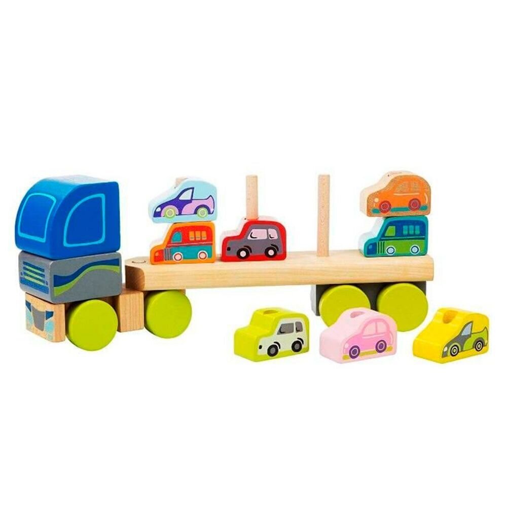 Puidust püramiid - veoauto koos autodega, M 4823056513418" hind ja info | Imikute mänguasjad | kaup24.ee