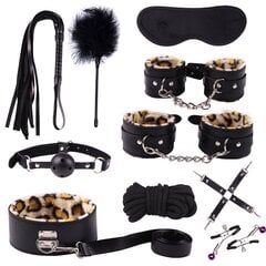 BDSM mänguasjakomplekt, BDSM mängud 10 ühes, piits, mask, köis, käerauad, krae цена и информация | БДСМ и фетиш | kaup24.ee