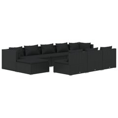Садовый комплект с подушками из 9 частей, чёрный цена и информация | Комплекты уличной мебели | kaup24.ee