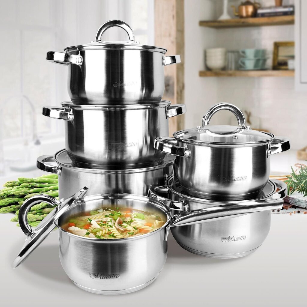 Pottide komplekt Maestro MR-2120 A set of pots of 12 elements цена и информация | Potid ja kiirkeedupotid | kaup24.ee