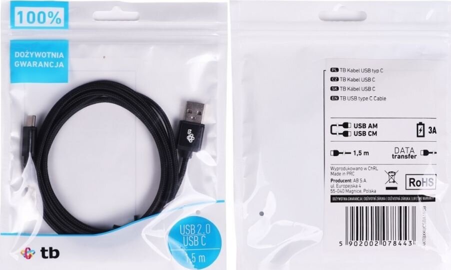 TB AKTBXKUCSBA150B, USB/USB C, 1.5m hind ja info | Kaablid ja juhtmed | kaup24.ee