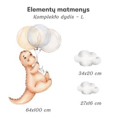 Lastetoa seinakleebis Dinosaur Cub With Baloons L 74x100cm hind ja info | Seinakleebised | kaup24.ee