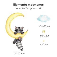 Lastetoa seinakleebis Racoon cub in the moon XL 71x120cm hind ja info | Seinakleebised | kaup24.ee