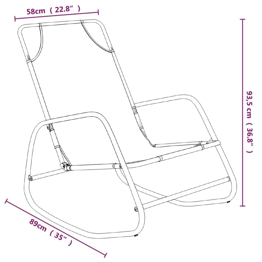 vidaXL kiikuvad lamamistoolid 2 tk, hall, teras ja textilene hind ja info | Aiatoolid | kaup24.ee