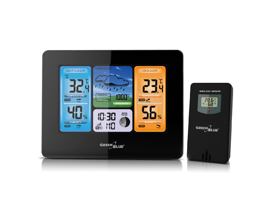 Greenblue 46003 Black LCD Wi-Fi Battery hind ja info | Ilmajaamad, termomeetrid | kaup24.ee