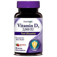 Närimistabletid Natrol Vitamin D3 2000 IU (90 tk) цена и информация | Витамины, пищевые добавки, препараты для хорошего самочувствия | kaup24.ee