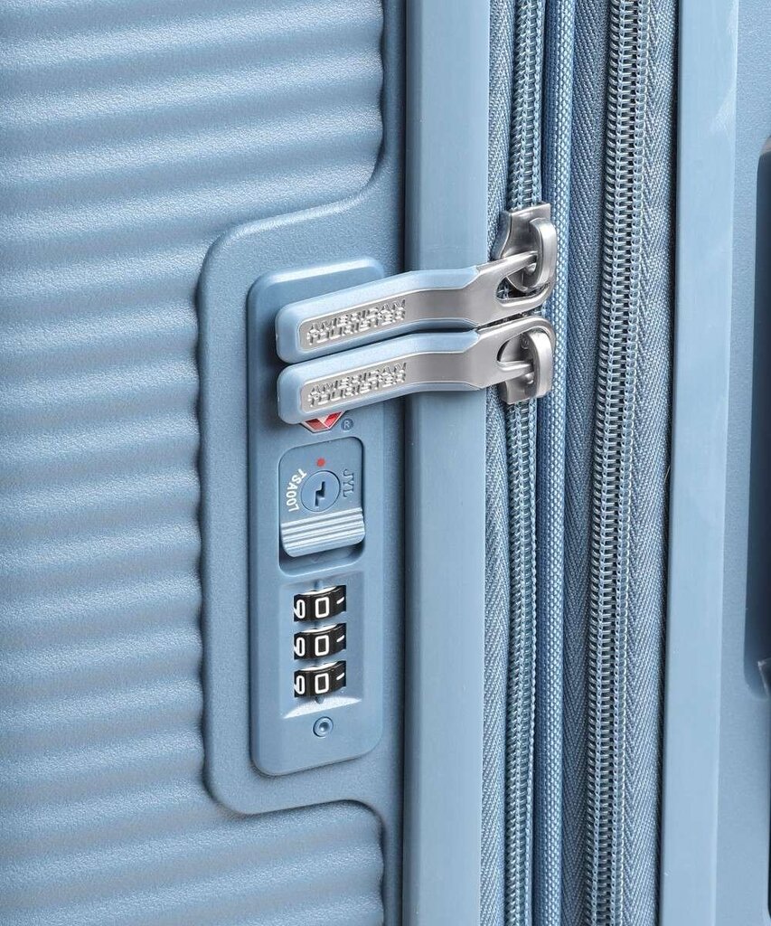 Keskmine reisikohver American Tourister Soundbox Stone Blue Spinner 67 cm hind ja info | Kohvrid, reisikotid | kaup24.ee