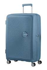 American Tourister käsipagas Soundbox Spinner Stone Blue 55cm цена и информация | Чемоданы, дорожные сумки | kaup24.ee