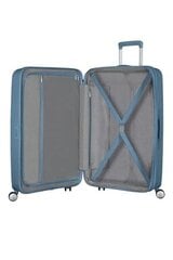 American Tourister käsipagas Soundbox Spinner Stone Blue 55cm цена и информация | Чемоданы, дорожные сумки | kaup24.ee