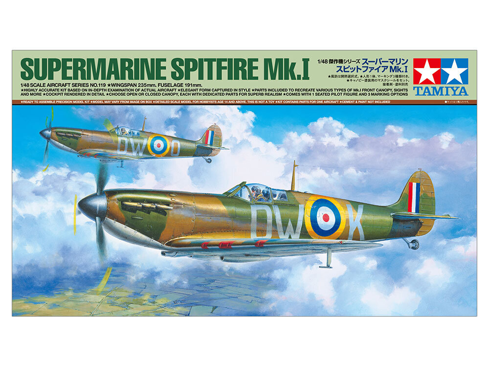 Tamiya - Supermarine SpitfireMk.I, 1/48, 61119 hind ja info | Klotsid ja konstruktorid | kaup24.ee