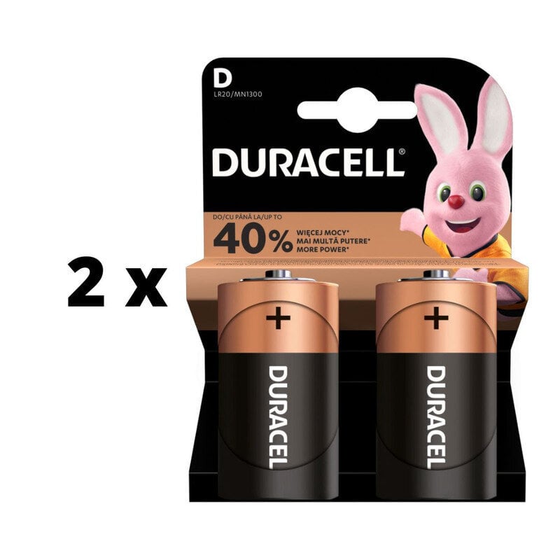 Patareid Duracell D, LR20, 2 tk x 2 pakk. pakett цена и информация | Patareid | kaup24.ee