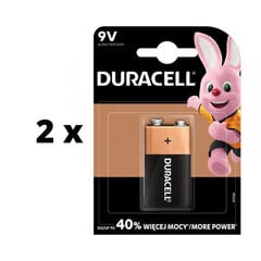 Батарейка DurAcell 9V, LR61, 1 шт. x 2 шт. упаковка цена и информация | Батарейки | kaup24.ee