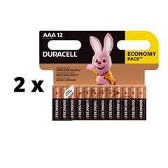 Батарейки Duracell AAA, LR03, 12 шт. x 2 шт. упаковка цена и информация | Батарейки | kaup24.ee