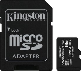 Kingston micro SD 16GB hind ja info | Fotoaparaatide mälukaardid | kaup24.ee