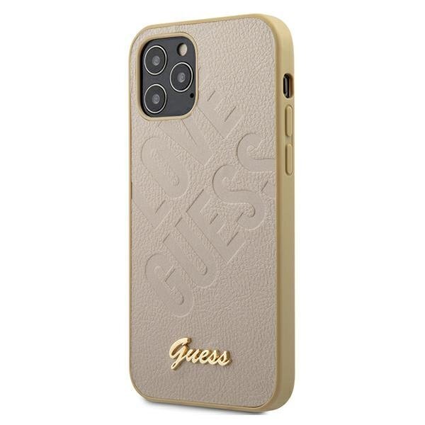 Guess GUHCP12SPUILGLG Iridescent Love Script Logo kõva tagakaane ümbris Apple iPhone 12 mini Gold jaoks цена и информация | Telefoni kaaned, ümbrised | kaup24.ee