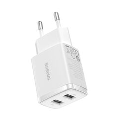 <p>Сетевая зарядка Baseus Compact Charger 2U 10.5W 2xUSB белая CCXJ010201</p>
 цена и информация | Зарядные устройства для телефонов | kaup24.ee
