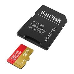 SANDISK EXTREME microSDXC 128 GB 190/90 MB/s UHS-I U3 ActionCam memory card hind ja info | Mobiiltelefonide mälukaardid | kaup24.ee