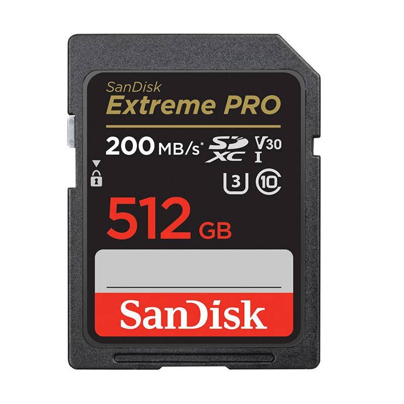 SANDISK EXTREME PRO SDXC 512GB 200/140 MB/s UHS-I U3 memory card (SDSDXXD-512G-GN4IN) hind ja info | Mobiiltelefonide mälukaardid | kaup24.ee