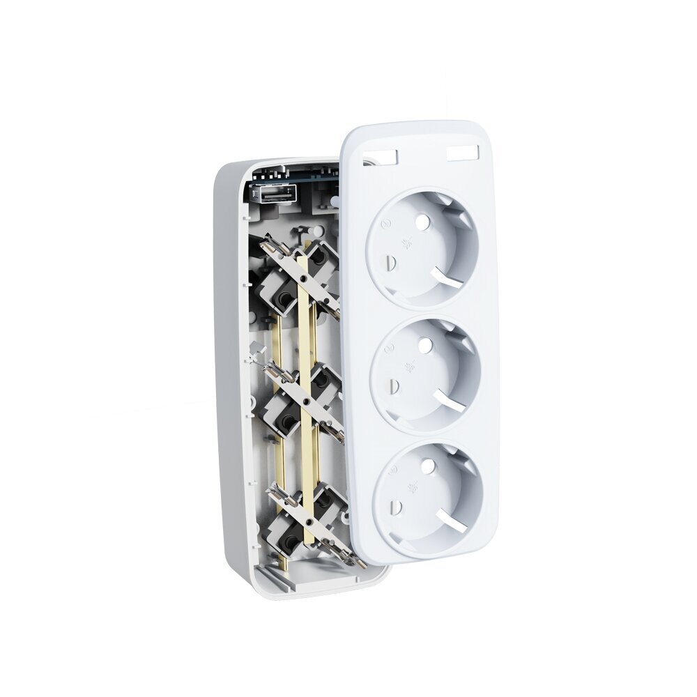 XO wall charger with socket splitter WL08 2,4 A 2x USB white 16A 4000W MAX цена и информация | Pikendusjuhtmed, kaablid | kaup24.ee