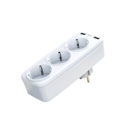 XO wall charger with socket splitter WL08 2,4 A 2x USB white 16A 4000W MAX цена и информация | Удлинители | kaup24.ee