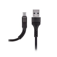 Maxlife MXUC-01 cable USB - USB-C 1,0 m 2A black nylon hind ja info | Mobiiltelefonide kaablid | kaup24.ee