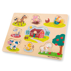 Деревянный пазл для самых маленьких - Ферма (8 шт.), New Classic Toys 10430 цена и информация | Игрушки для малышей | kaup24.ee