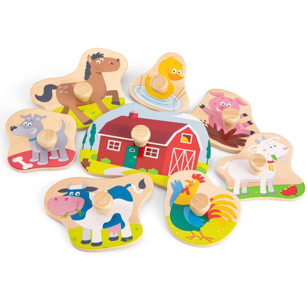Puidust pusle väikestele - Talu (8 tk.), New Classic Toys 10430 цена и информация | Imikute mänguasjad | kaup24.ee