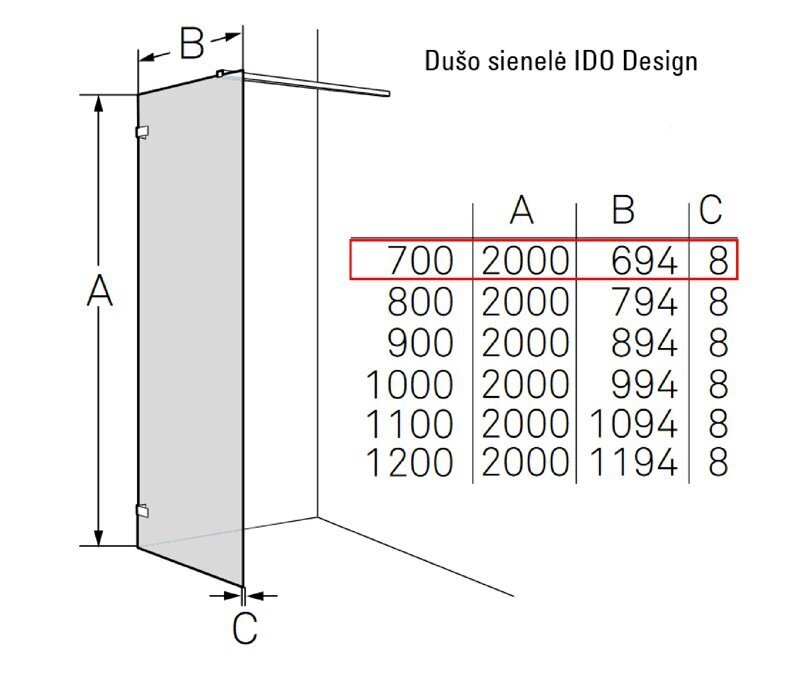 Dušisein IDO Design 70 цена и информация | Dušikabiinide uksed ja seinad | kaup24.ee