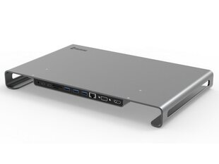 Универсальная подставка Swissten USB-C для ноутбука / HDMI / USB 3.0 / 2x USB-C / RJ45 / SD / Micro SD / VGA / Audio / , серая цена и информация | Охлаждающие подставки и другие принадлежности | kaup24.ee