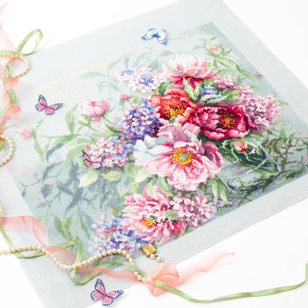 Tikkimiskomplekt Magic Needle "Peonies and Hydrangeas" 510-224 hind ja info | Tikkimistarvikud | kaup24.ee