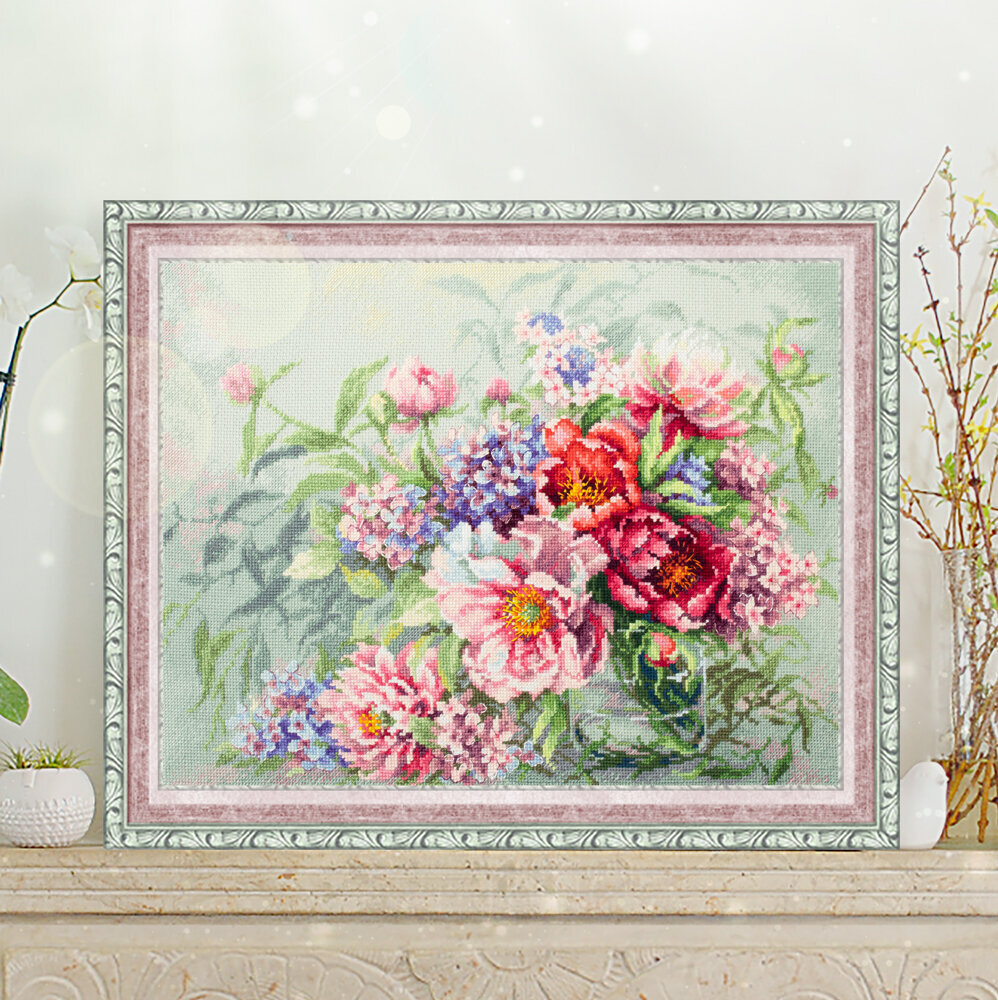 Tikkimiskomplekt Magic Needle "Peonies and Hydrangeas" 510-224 hind ja info | Tikkimistarvikud | kaup24.ee