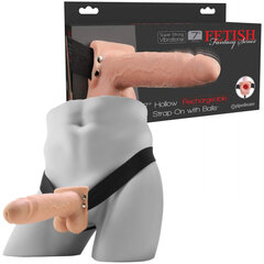 Телесный перезаряжаемый вибрострапон 7&amp;quot; hollow rechargeable strap-on with balls - 20,3 см. цена и информация | Фаллоимитаторы | kaup24.ee