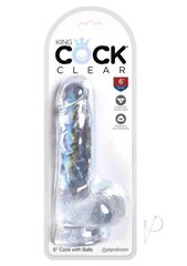 Фаллоимитатор с мошонкой на присоске King Cock Clear 6 Cock with Balls, прозрачный цена и информация | Фаллоимитаторы | kaup24.ee