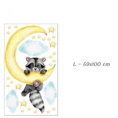 Детская настенная наклейка Racoon cub in the moon L 59x100см цена и информация | Декоративные наклейки | kaup24.ee