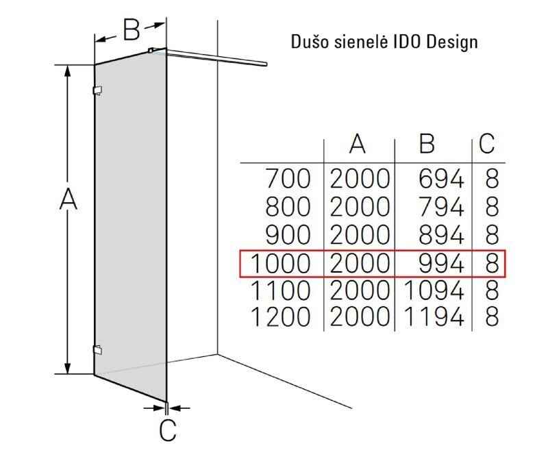 Dušisein IDO Design 100 цена и информация | Dušikabiinide uksed ja seinad | kaup24.ee