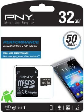 PNY SDU32GPER50-EF, micro SDHC 32GB (+ SD adapter) цена и информация | Mobiiltelefonide mälukaardid | kaup24.ee