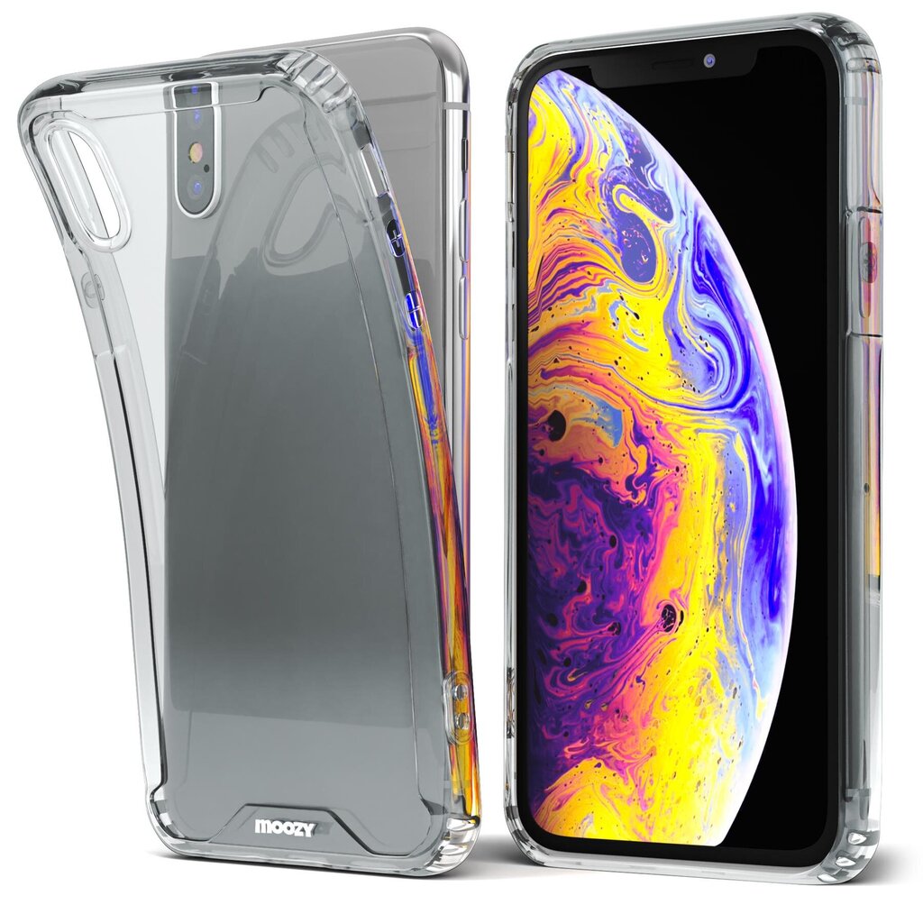 Moozy Xframe Löögikindel Ümbris iPhone X, iPhone XS - Läbipaistev Hübriidümbris koos Selge Lööke Summutava TPU Raamiga hind ja info | Telefoni kaaned, ümbrised | kaup24.ee