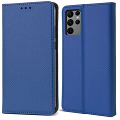 Перекидной чехол Moozy для Samsung Galaxy S22 Ultra 5G - Темно-синий магнитный откидной футляр с держателем для карт и подставкой kaina ir informacija | Чехлы для телефонов | kaup24.ee
