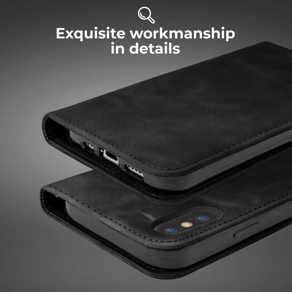 Moozy Marmorist must klapiga ümbris iPhone X, iPhone XS – Klapiga Ümbris, magnetklapiga retro rahakott koos Kaardi- ja Telefonihoidjaga hind ja info | Telefoni kaaned, ümbrised | kaup24.ee