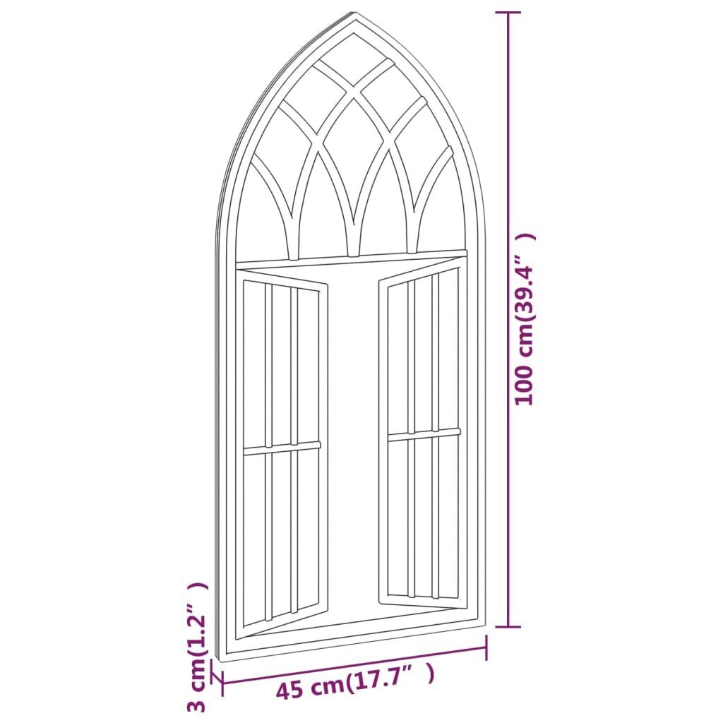 vidaXL aiapeegel, must, 100x45 cm, raud, õues kasutamiseks hind ja info | Peeglid | kaup24.ee