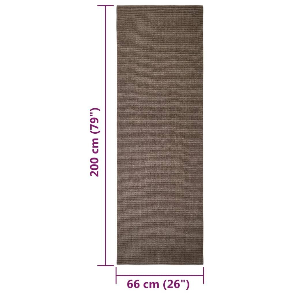 vidaXL vaip naturaalne sisal 66x200 cm, pruun цена и информация | Vaibad | kaup24.ee