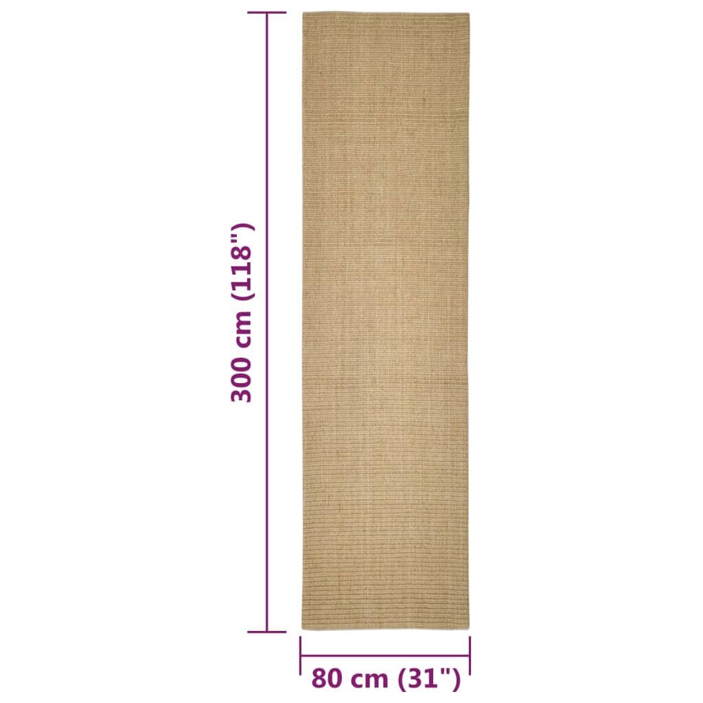 vidaXL vaip naturaalne sisal 80x300 cm цена и информация | Vaibad | kaup24.ee