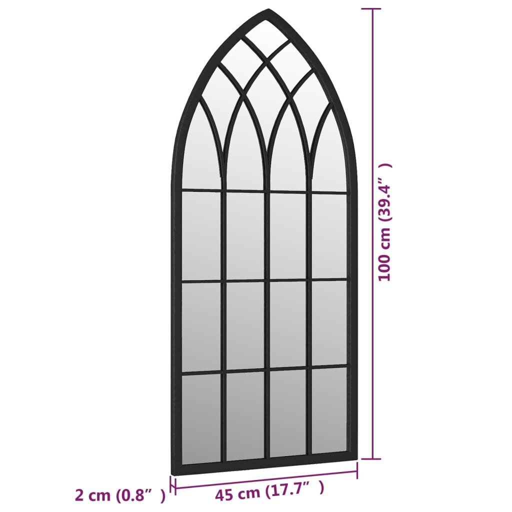 vidaXL aiapeegel, must, 100x45 cm, raud, õues kasutamiseks цена и информация | Peeglid | kaup24.ee