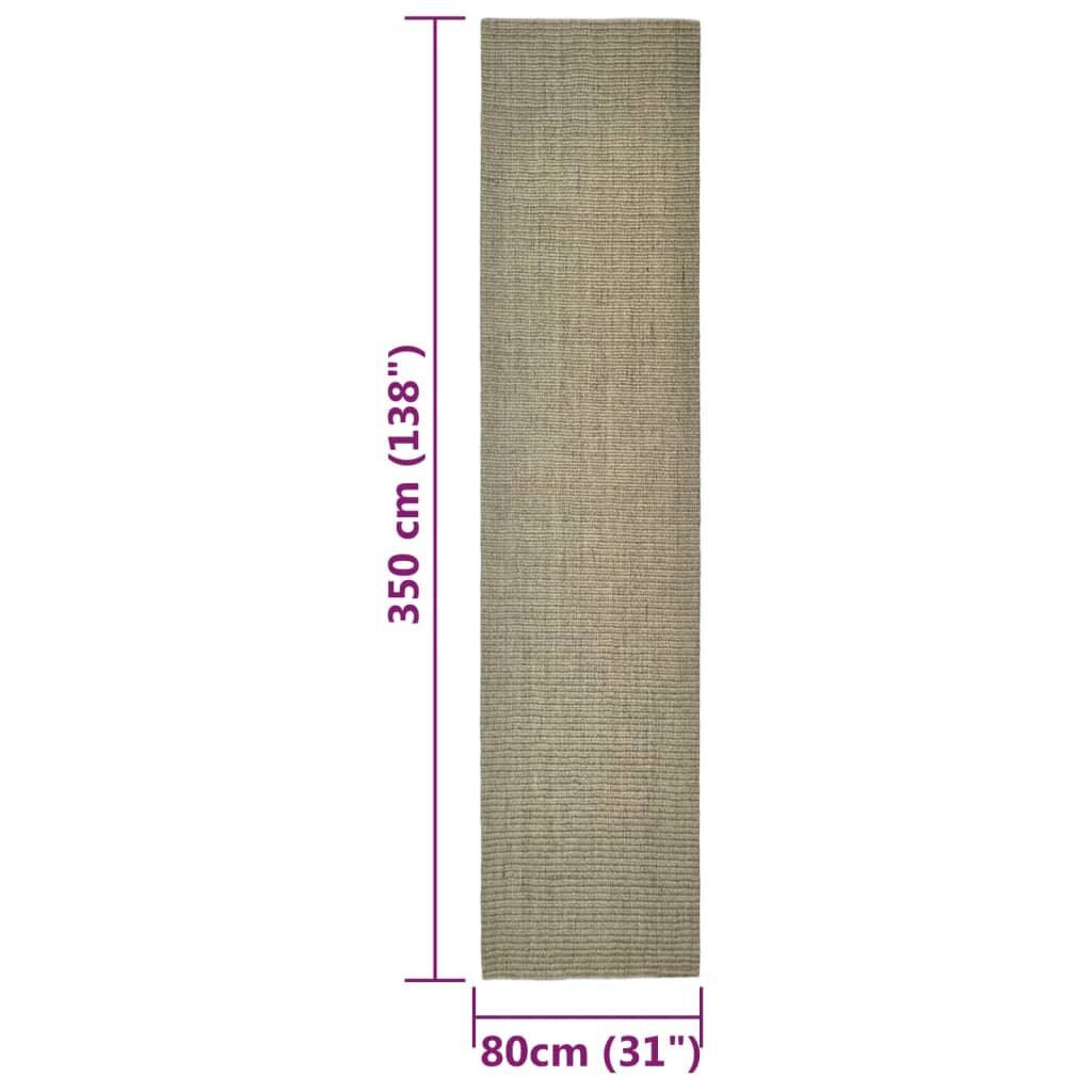 vidaXL vaip, naturaalne sisal, 80 x 350 cm, pruunikashall hind ja info | Vaibad | kaup24.ee