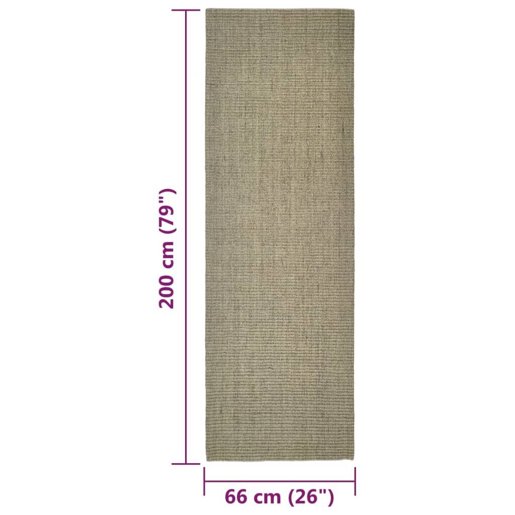 vidaXL vaip naturaalne sisal 66x200 cm, pruunikashall цена и информация | Vaibad | kaup24.ee