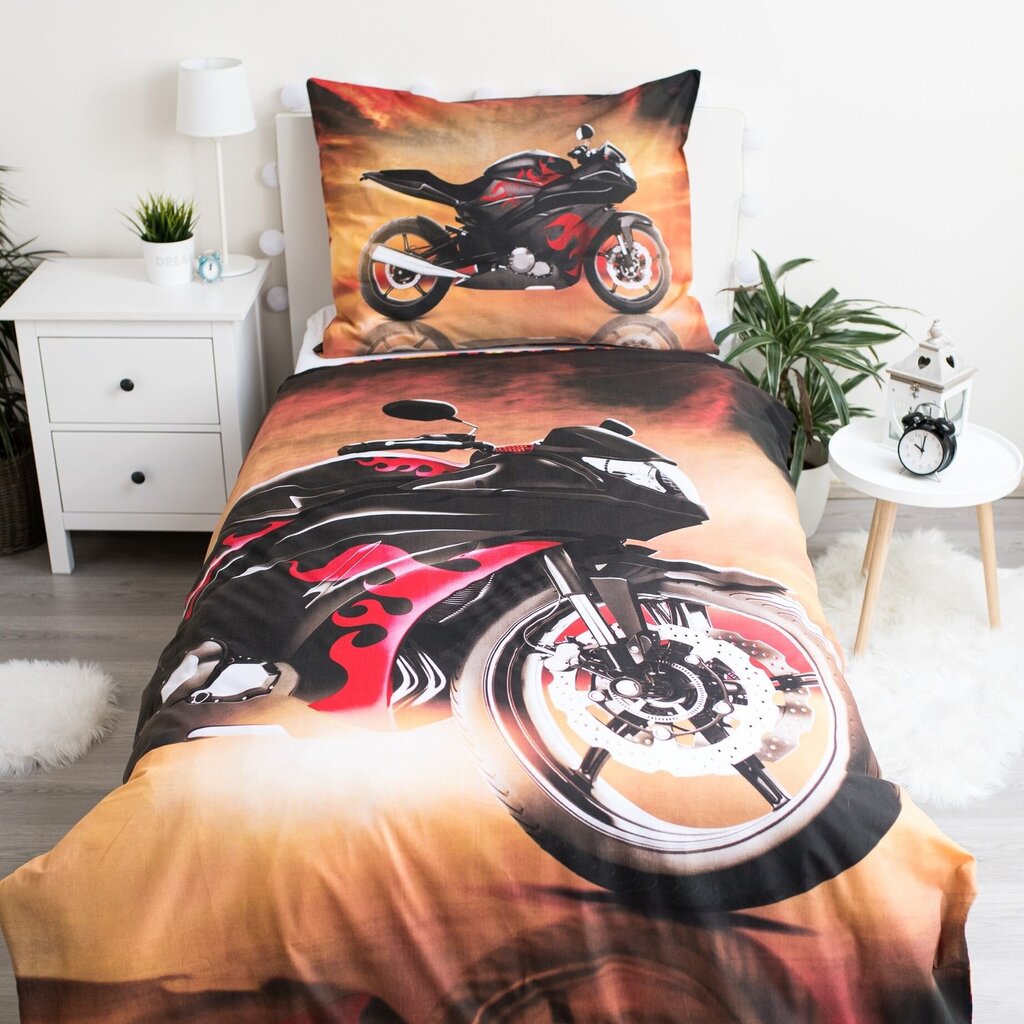 Voodipesukomplekt Motorbike, 140 x 200 cm + padjapüür 70 x 90 cm hind ja info | Beebide ja laste voodipesu | kaup24.ee