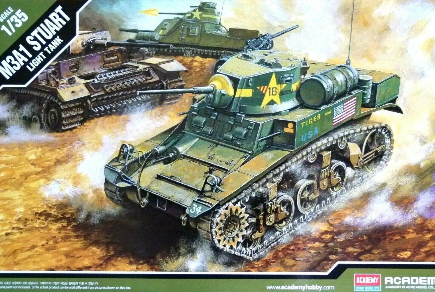 Liimitav mudel Academy 13269 US M3A1 STUART LIGHT TANK 1/35 hind ja info | Liimitavad mudelid | kaup24.ee